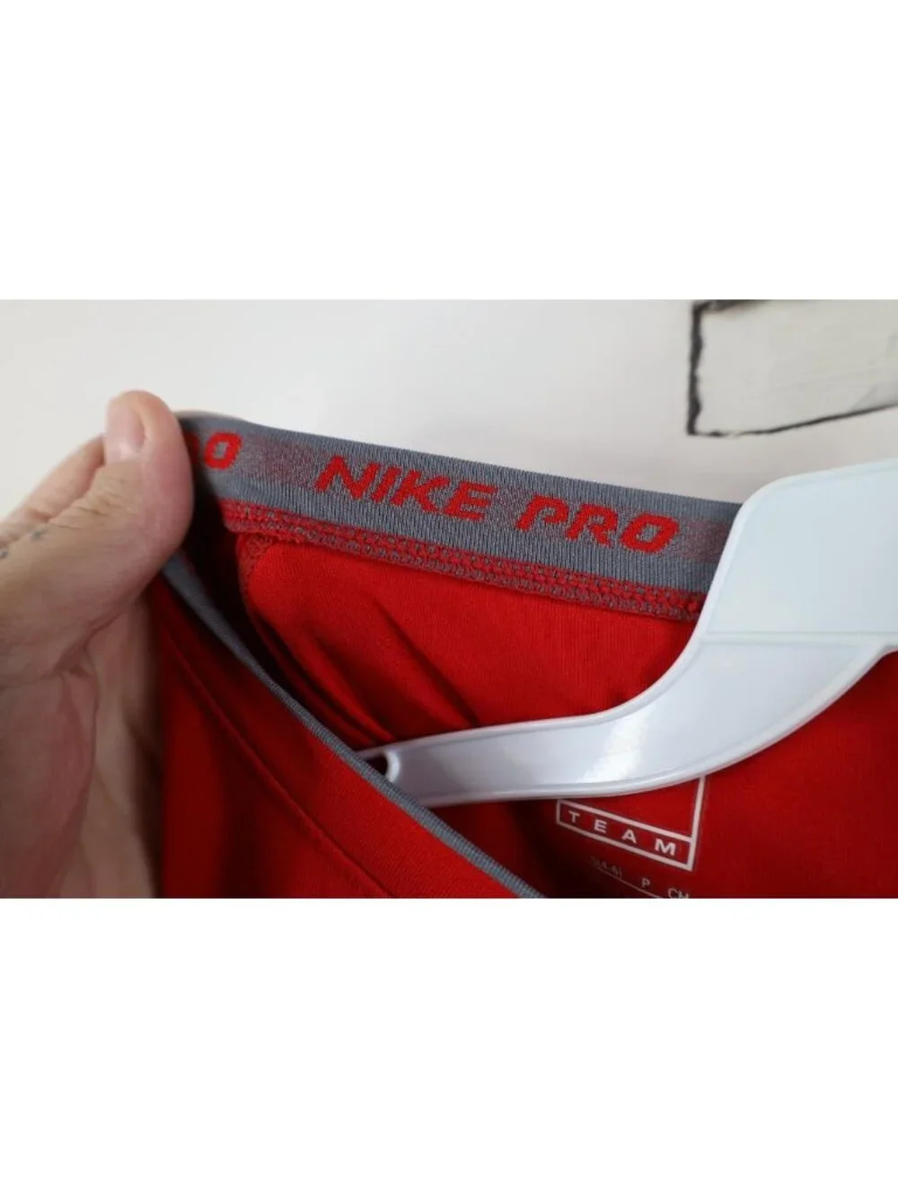 Nike Pro Combat Womens Small Compression Fitted Training Gym V-Neck T-Shirt Red